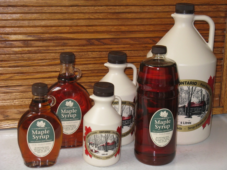 Moore's maple syrup bottles